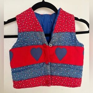 Vintage Quilted Toddler Vest with Heart Design